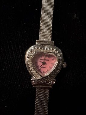 Rumours Heart-Shaped Pink Dial Women's Watch with Silver Mesh Band